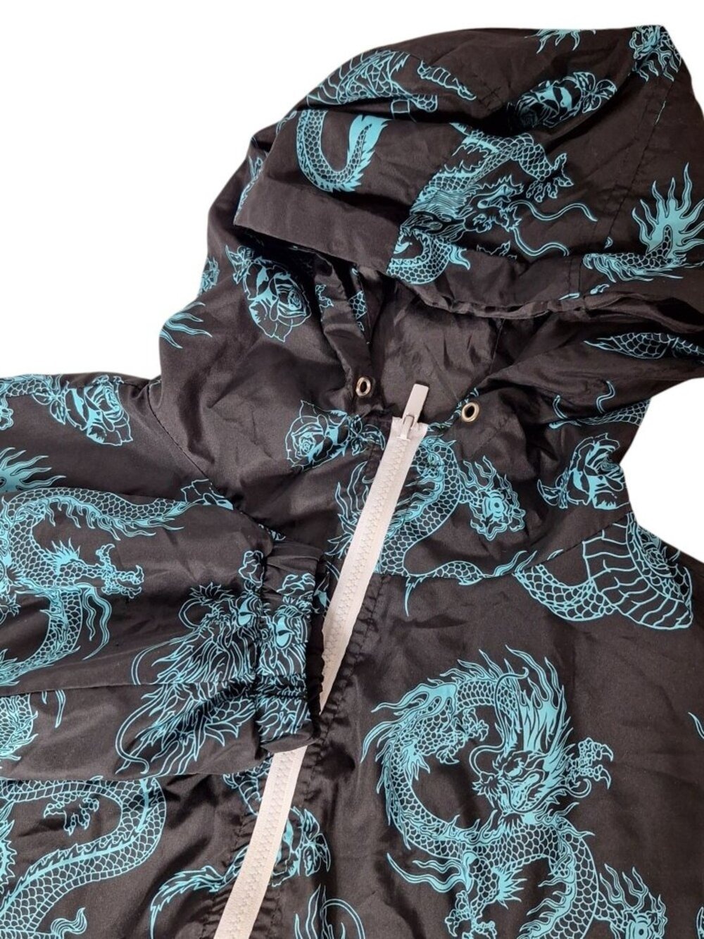 Rue21 Dragon Windbreaker Jacket XL Cropped Y2K Streetwear